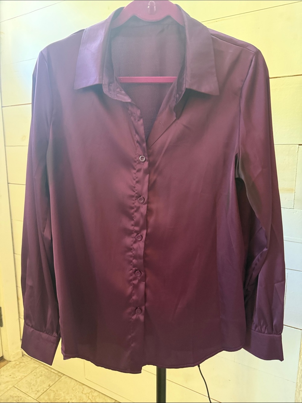 Classic Women's Button-Down Shirt in Deep Plum
